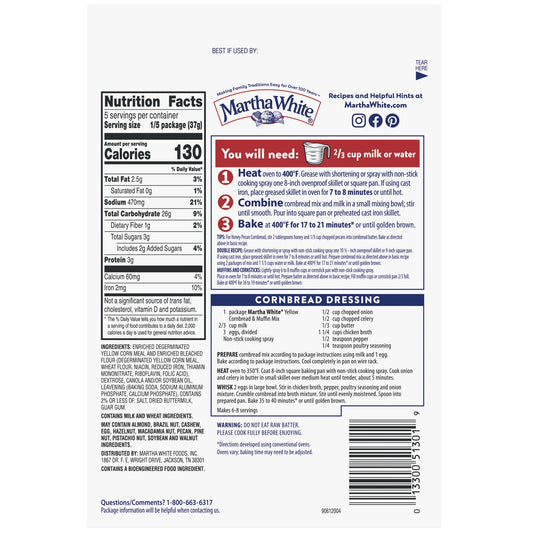YELLOW CORNBREAD MUFFIN MIX , Martha White