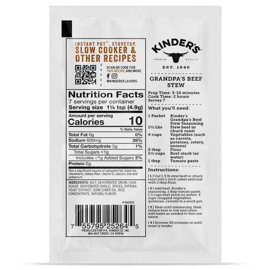 Kinder's Grandpa's Beef Stew Seasoning For Slow Cooking 1.2 Oz