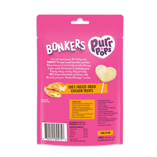 Bonkers Purr Pops Freezed Chicken Cat Treat Stick Pops