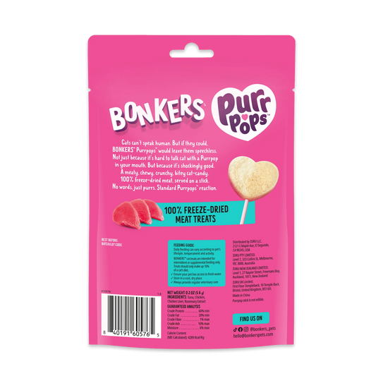 Rhodes Pet Science Bonkers Purr Pops Tuna Cat Treat Sticks NEW
