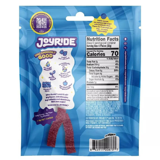 Joyride Uncommon Sour Blue Raspberry Strips 3.5 oz