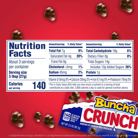BUNCHA CRUNCH Box 8 Ounce Pouch In Box Real Milk Chocolate Candy