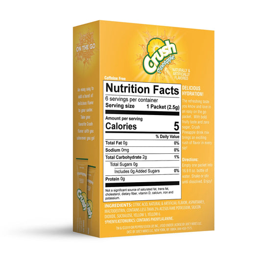 Pineapple Crush Singles to Go Sugar Free Drink Mix 6 packets