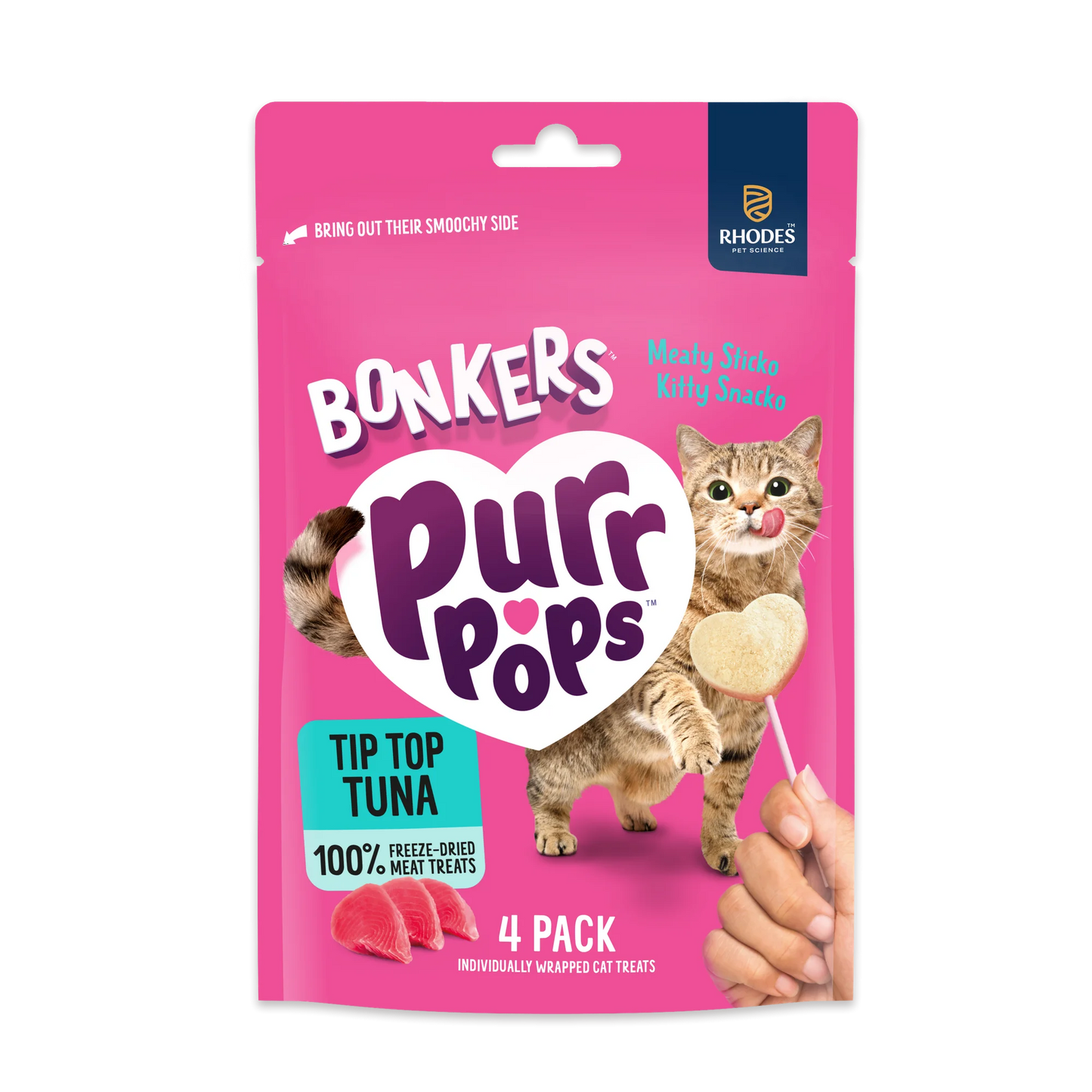 Rhodes Pet Science Bonkers Purr Pops Tuna Cat Treat Sticks NEW