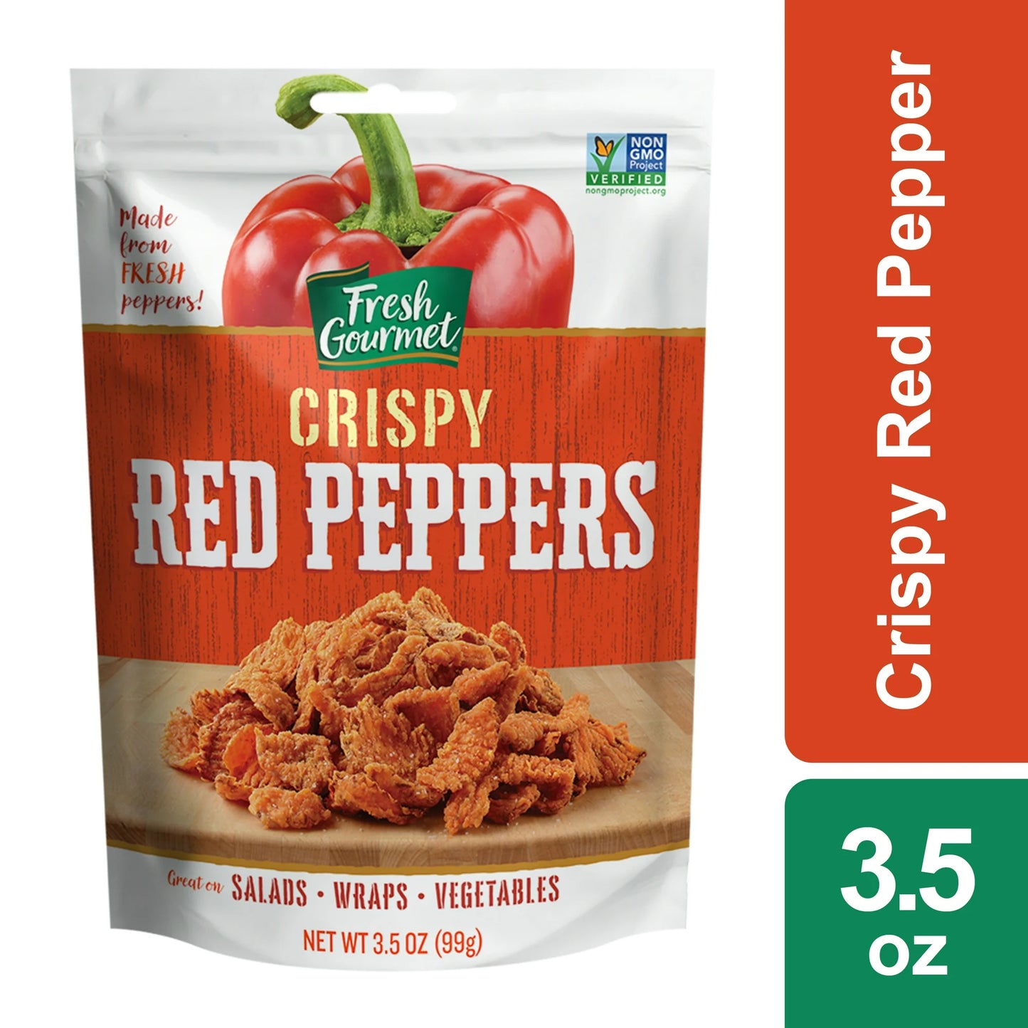 Crispy Red Peppers - Crunchy Snack & Salad Topper, Fresh Red Bell Pepper - 3.5oz