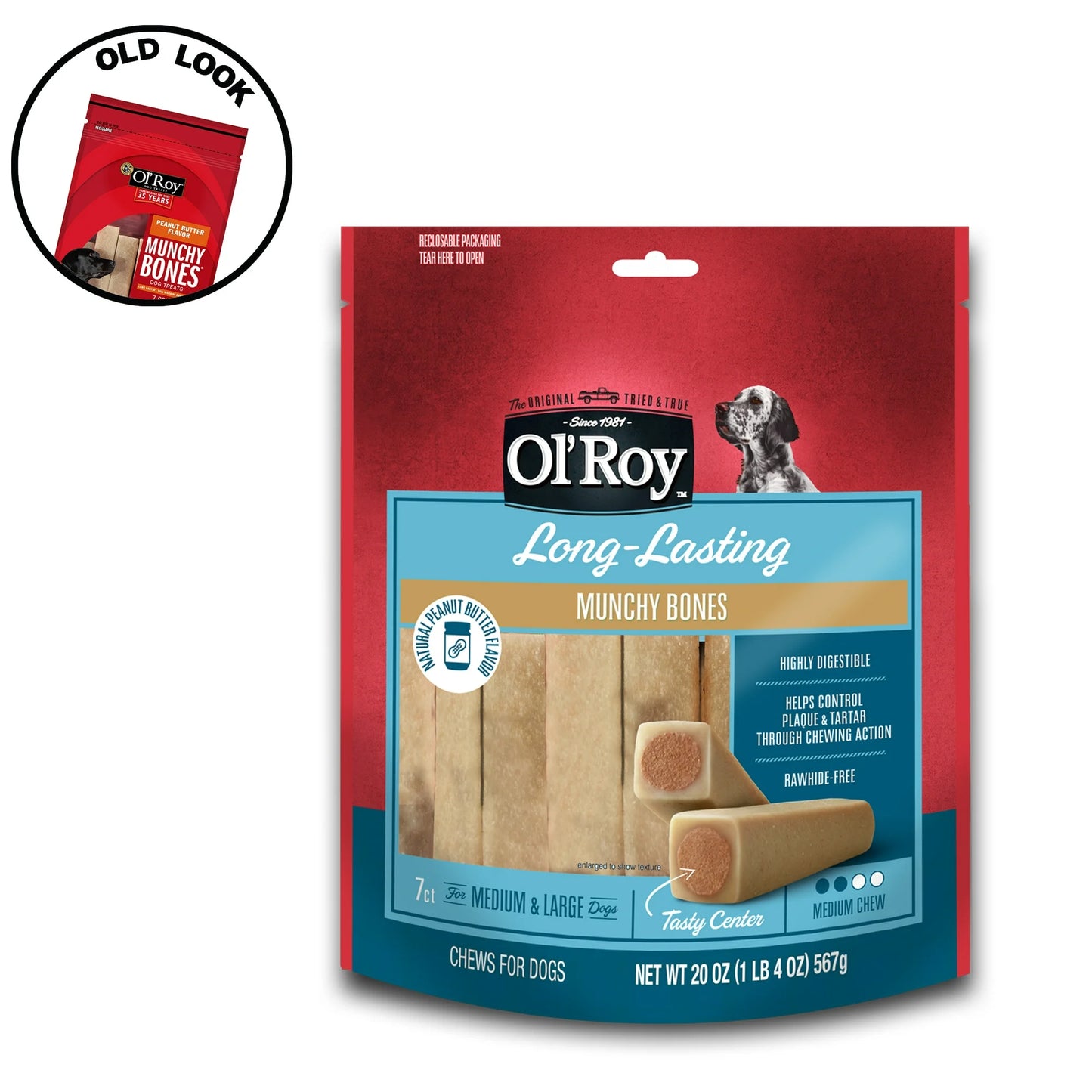 Ol'Ray Long Lasting Munchy Bone Natural Peanut Butter Flavor For Medium & Large