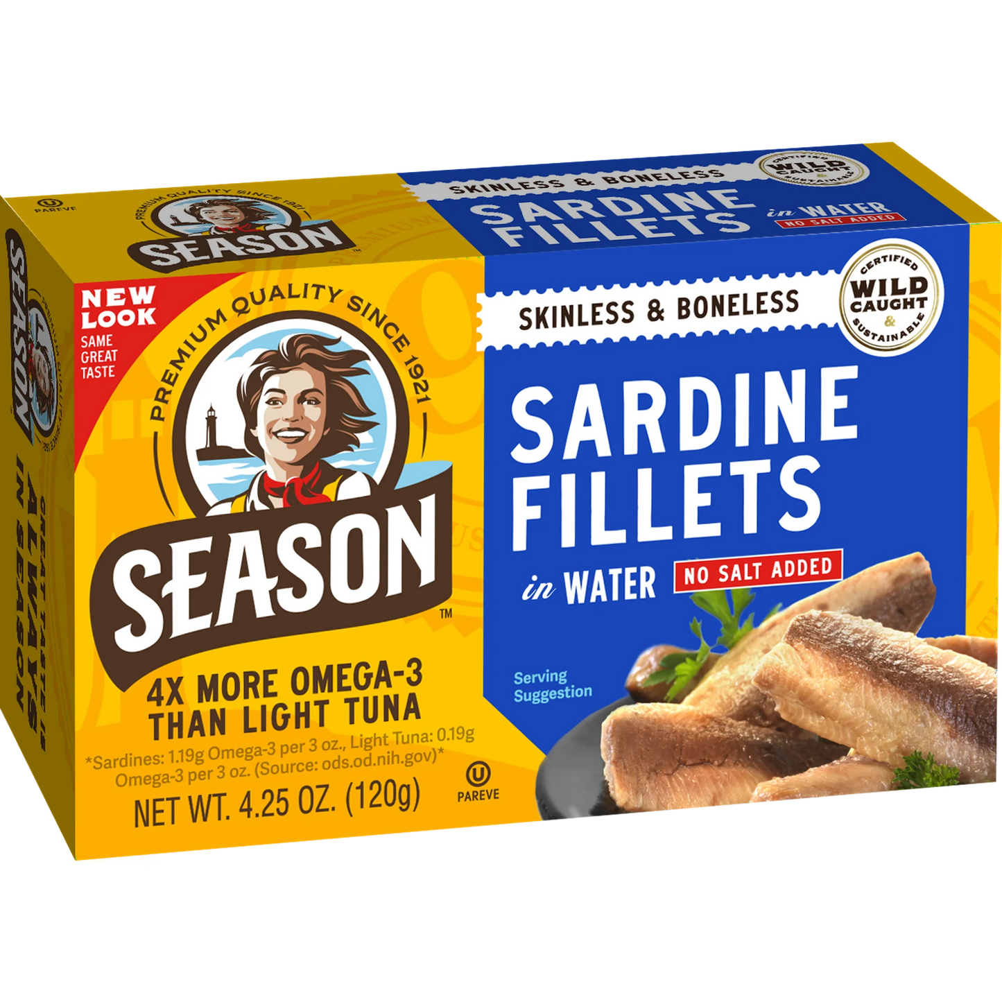 Season Brand Skinless & Boneless Sardines No Salt Added 4.25 oz