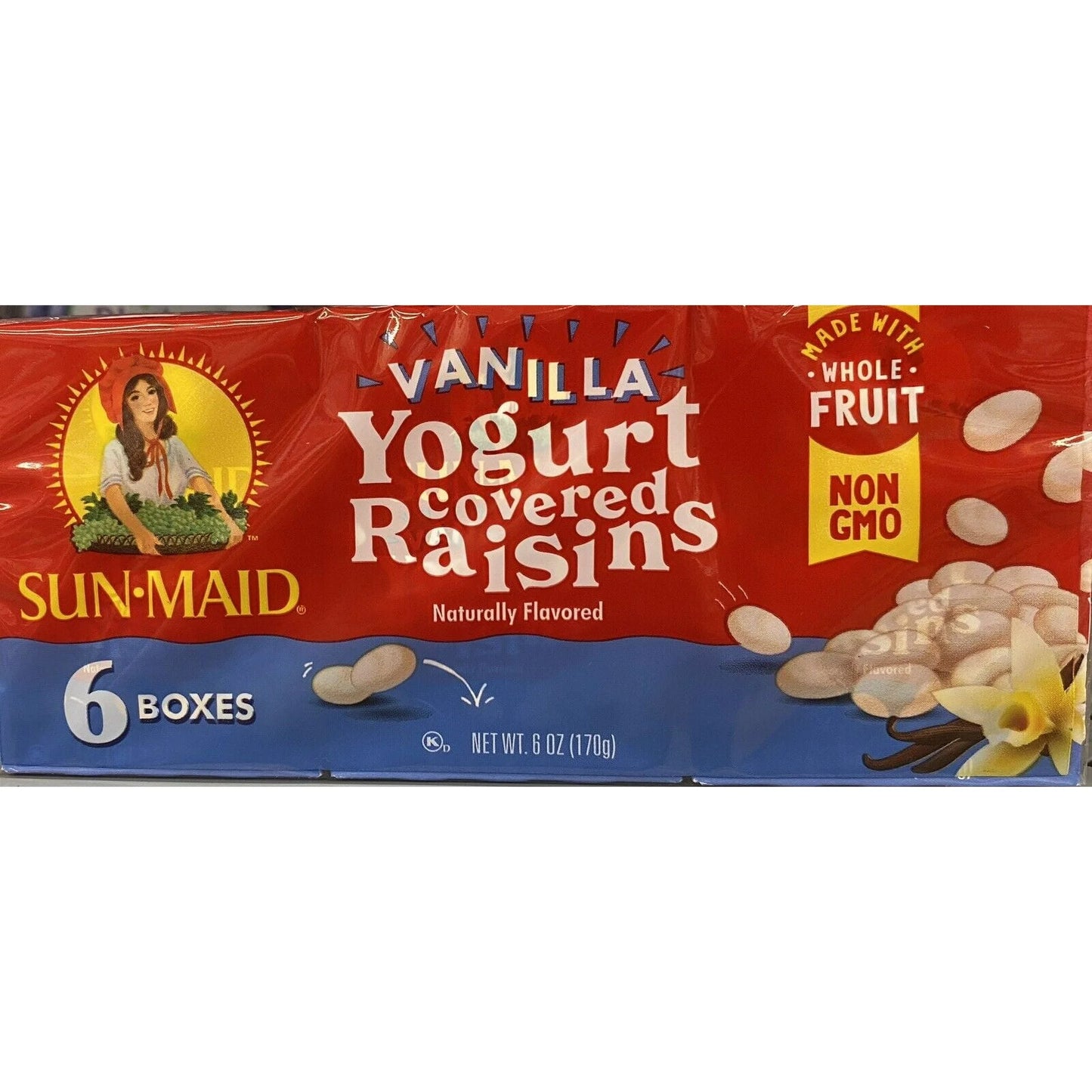 Sun-Maid Vanilla Yogurt Coated Raisins - (6 Pack) 1 oz Snack-Size Box