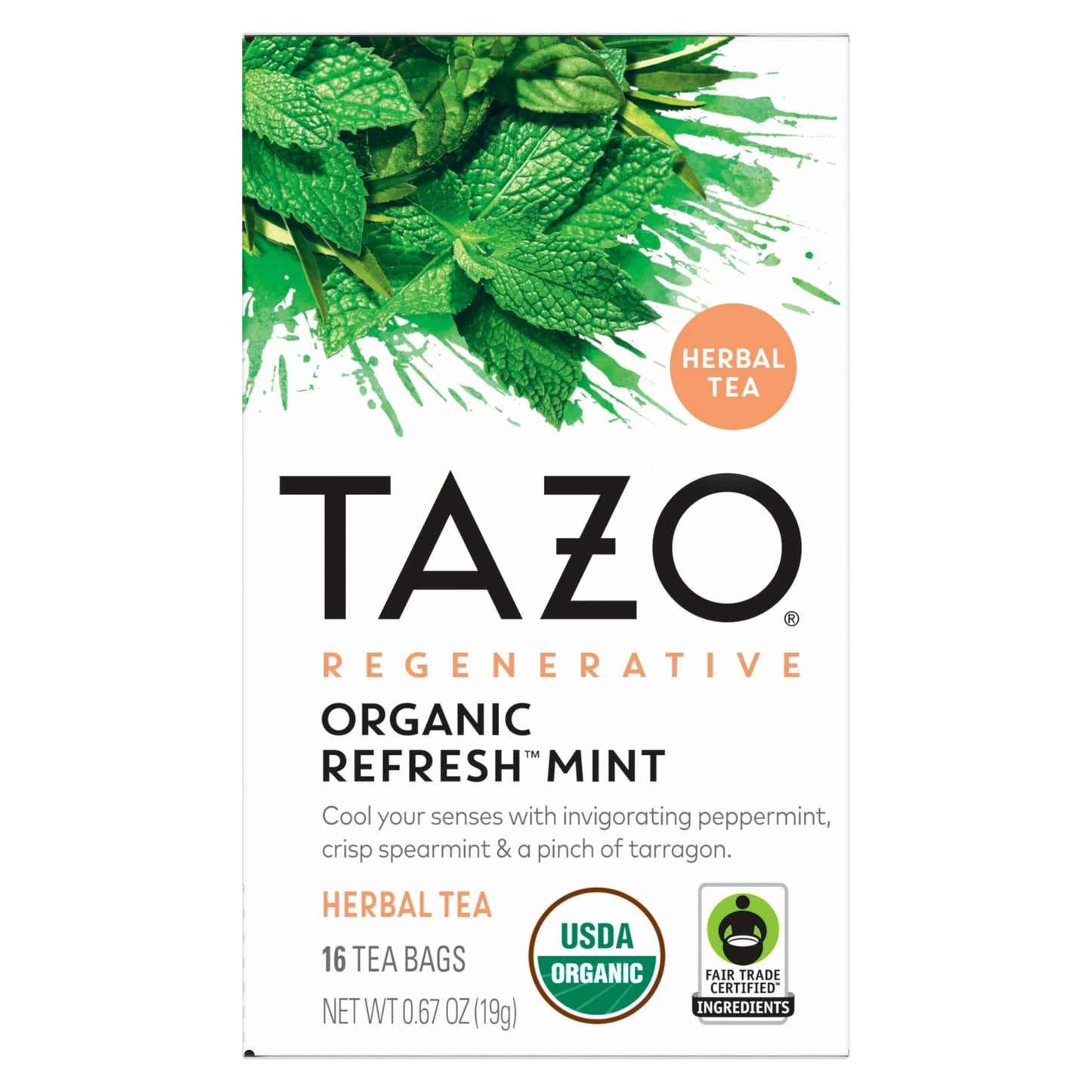 Tazo Tea Herbal Tea - Organic Refresh Mint 16 bags 0.67 oz