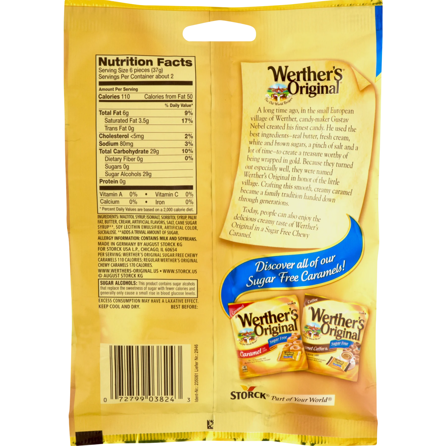 Werther's Original Sugar Free Chewy Caramels 2.75 Oz