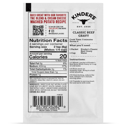 Kinder's Classic Beef Bone Broth Gravy Mix Pouch 0.88 Oz