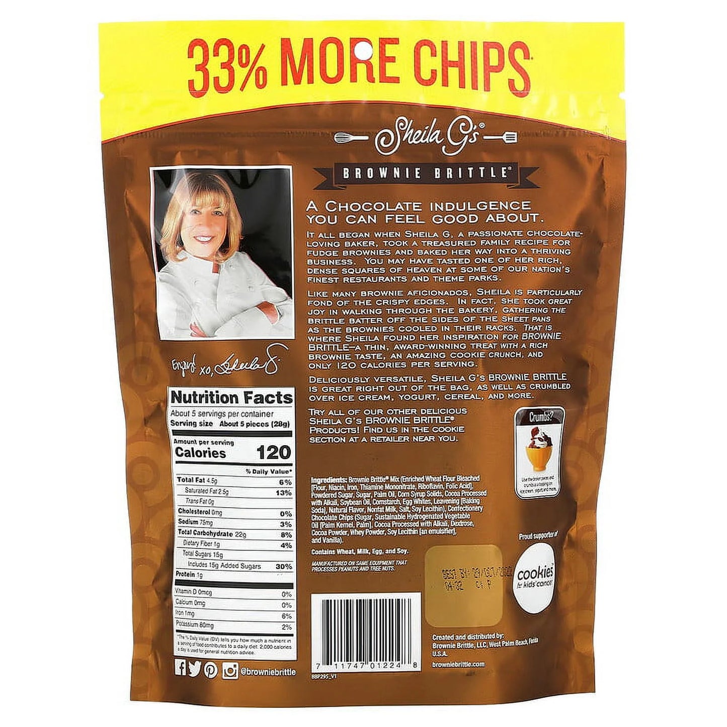 Sheila G`S Brownie Brittle Chocolate Chip Resealable Bag 5 Oz