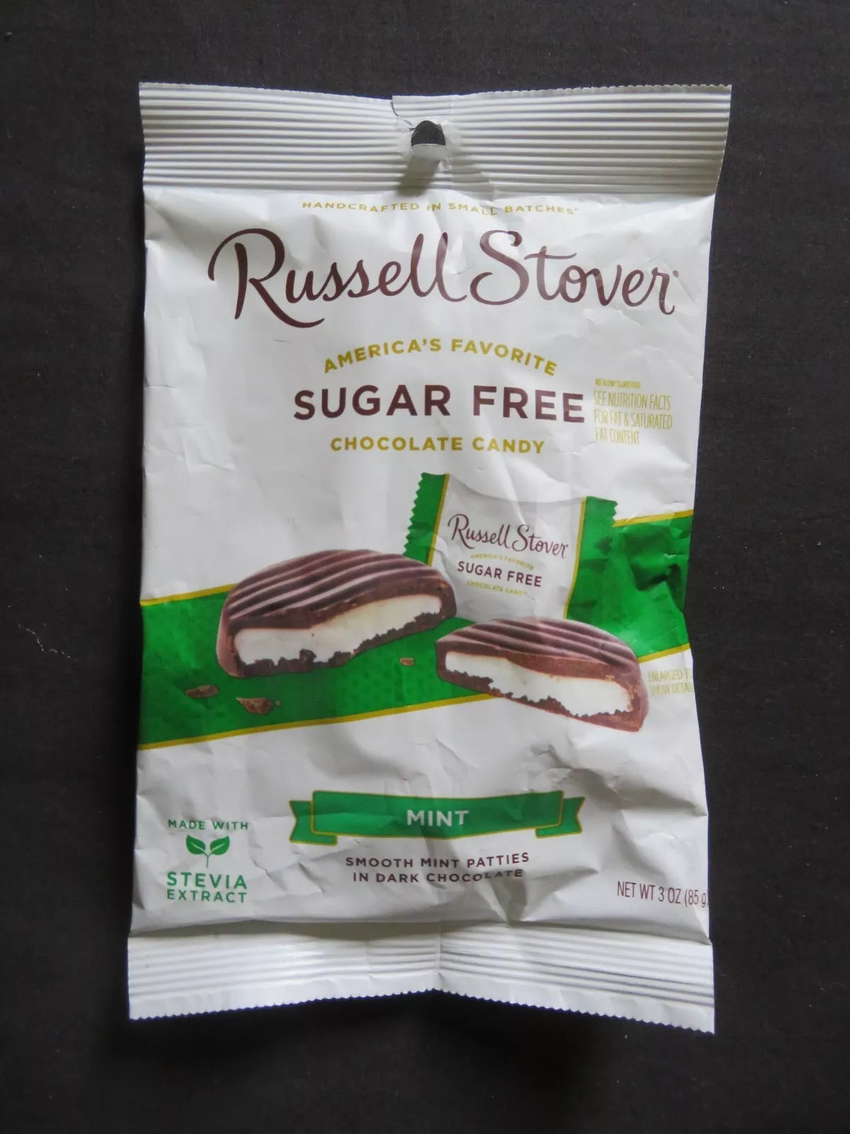 Russell Stover Sugar Free Dark Chocolate Mint Patties with Stevia 3 oz