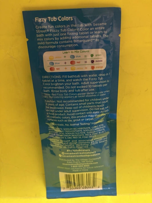 Sesame Street Fizzy Tub Color Tablets Elmo Cookie Monster Big Bird