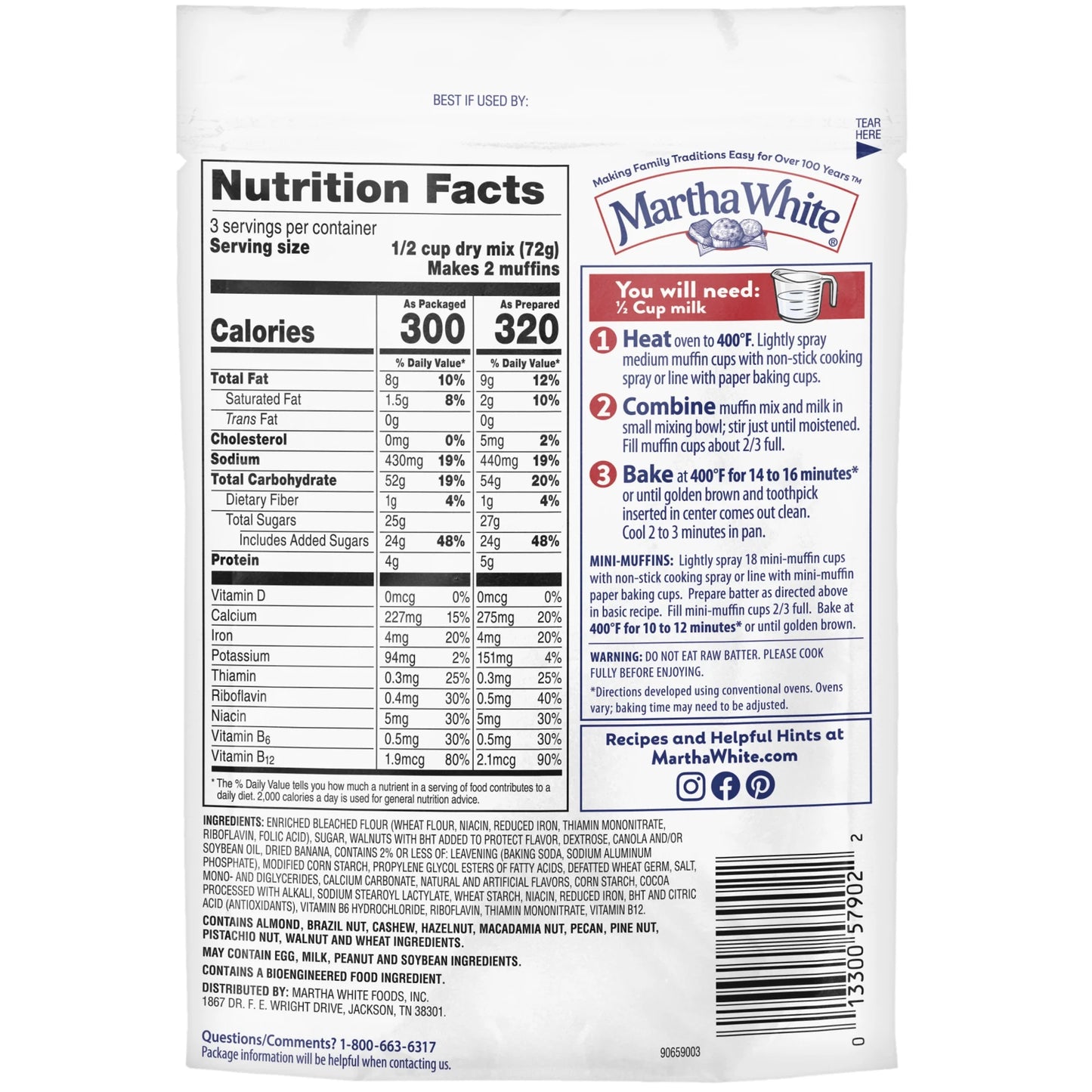 Martha White Banana Nut Muffin Mix 7.6 oz