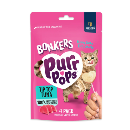 Rhodes Pet Science Bonkers Purr Pops Tuna  Cat Treat Sticks NEW